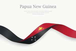 Papua New Guinea flag on Waving ribbon design vector