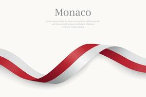 Monaco flag on Waving ribbon design vector