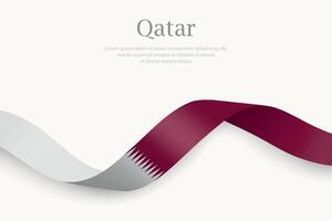Qatar flag on Waving ribbon design vector
