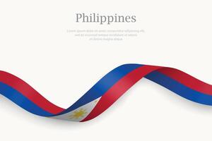 Philippines flag on Waving ribbon design vector