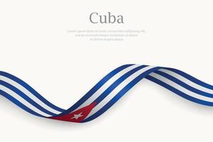 Cuba flag on Waving ribbon design vector