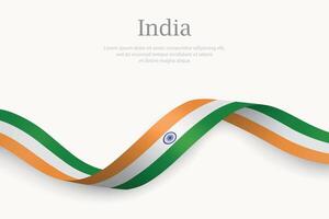 India flag on Waving ribbon design vector