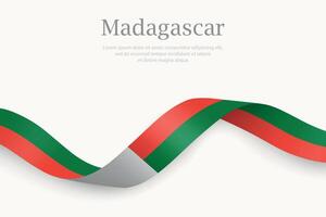 Madagascar flag on Waving ribbon design vector