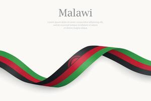 Malawi flag on Waving ribbon design vector