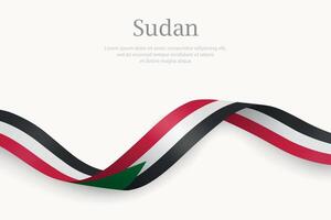 Sudan flag on Waving ribbon design vector