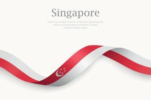 Singapore flag on Waving ribbon design vector