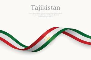 Tajikistan flag on Waving ribbon design vector