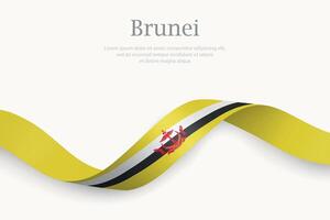 Brunei flag on Waving ribbon design vector