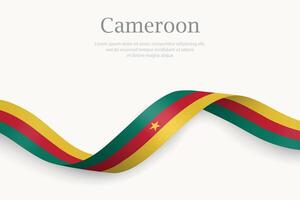 Cameroon flag on Waving ribbon design vector