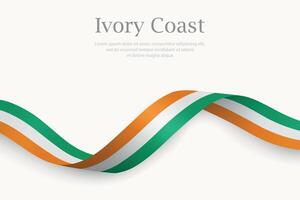 Ivory Coast flag on Waving ribbon design vector