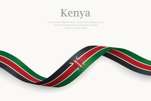 Kenya flag on Waving ribbon design vector