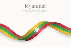 Myanmar flag on Waving ribbon design vector