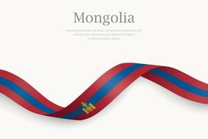 Mongolia flag on Waving ribbon design vector