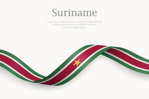Suriname flag on Waving ribbon design vector