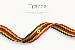 Uganda flag on Waving ribbon design vector