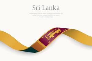 Sri Lanka flag on Waving ribbon design vector