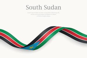 South Sudan flag on Waving ribbon design vector