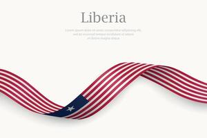 Liberia flag on Waving ribbon design vector