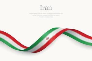 Iran flag on Waving ribbon design vector