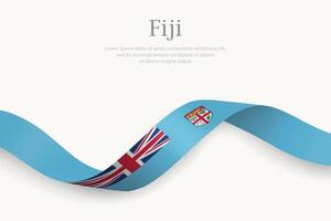 Fiji flag on Waving ribbon design vector