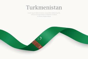 Turkmenistan flag on Waving ribbon design vector