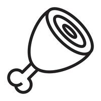 Ham or chicken drumstick outline icon vector