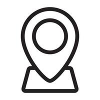 Location pin icon, map and navigation symbol, black and white illustration isolated on white background. vector