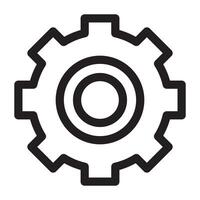 Gear icon, mechanical and engineering symbol, black and white illustration isolated on white background. vector