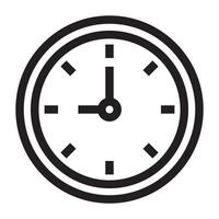 Clock icon, time and watch symbol, black and white illustration isolated on white background vector