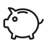 Piggy bank icon, savings and finance symbol, black and white illustration isolated on white background vector
