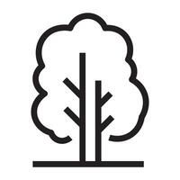 Tree icon with branches and leaves, nature and environmental symbol, black and white illustration isolated on white background vector