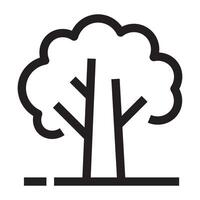 Tree icon with branches and leaves, nature and environmental symbol, black and white illustration isolated on white background. vector