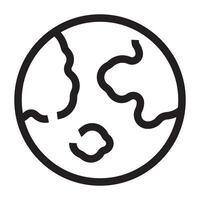 Globe icon, world map and Earth symbol, black and white illustration isolated on white background vector