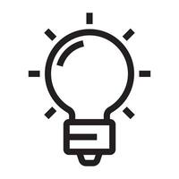 Light bulb icon, creativity and innovation symbol, black and white illustration isolated on white background vector