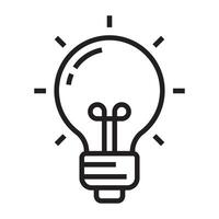 Light bulb icon, creativity and innovation symbol, black and white illustration isolated on white background. vector
