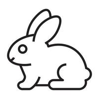 Rabbit outline icon, cute bunny symbol, black and white illustration isolated on white background vector