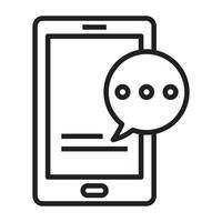 Mobile chat icon, online messaging and smartphone communication symbol, black and white illustration isolated on white background vector