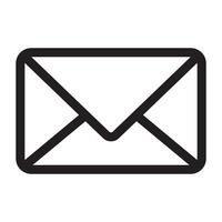 Email icon, message and communication envelope symbol, black and white illustration isolated on white background vector