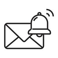 Email notification icon, new message alert and communication symbol, black and white illustration isolated on white background vector