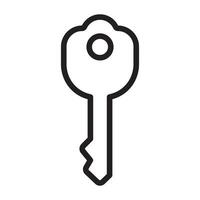 Key icon, security and access control symbol, black and white illustration isolated on white background vector