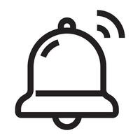 Notification bell icon, alert and reminder symbol, black and white illustration isolated on white background vector