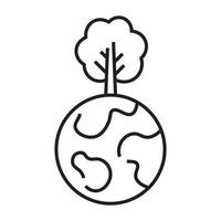 Tree on Earth icon, environmental conservation and sustainability symbol, black and white illustration isolated on white background vector