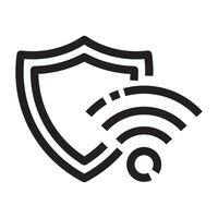 Cybersecurity Wi-Fi protection icon, secure internet connection and network safety symbol, black and white illustration isolated on white background vector