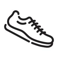 Running Shoe Icon, Fitness and Exercise Symbol, Black and White Outline Illustration Isolated on White Background vector