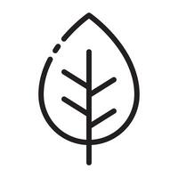 Leaf Icon, Eco-Friendly and Nature Symbol, Black and White Outline Illustration Isolated on White Background. vector