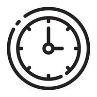Clock Icon, Time and Schedule Symbol, Black and White Outline Illustration Isolated on White Background vector