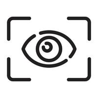 Eye and Focus Icon, Vision and Facial Recognition Symbol, Black and White Outline Illustration Isolated on White Background vector