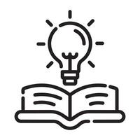 Open book with light bulb, knowledge and learning concept, education and innovation, creative thinking, illustration isolated on white background vector