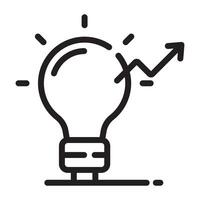 Light bulb with upward arrow, business growth and innovation icon, creative idea symbol, success and development concept, isolated illustration on white background vector