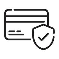 Secure credit card payment icon, financial transaction protection symbol, online banking and digital security, illustration isolated on white background vector